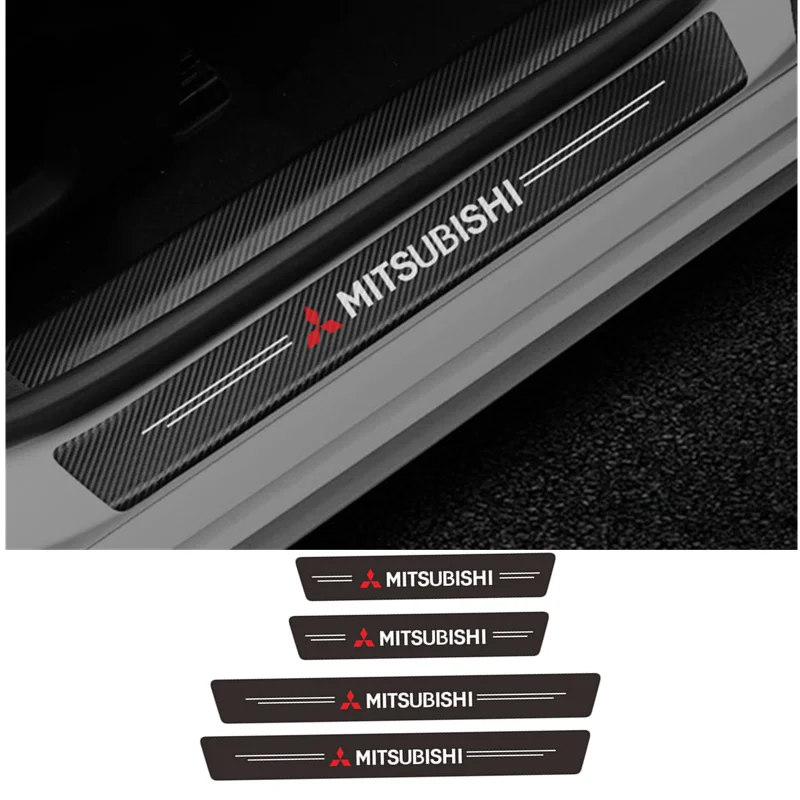 4 шт. наклейки из углеродного волокна на порог двери для Mitsubishi asx outlander xl 3 lancer pajero