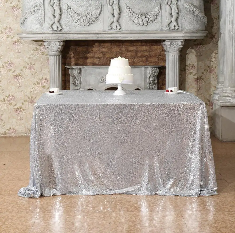 Mermaid Sequin Tablecloth 50x72-Inch Silver Rectangular Tablecloths Fabric Table Cloth for Wedding/Birthday/Party Decor | Аксессуары для