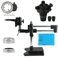 8x 50x 4x 100x zoom simul focal double boom stand stereo trinocular microscope 0 5x 2 0x lens for pcb soldering repair