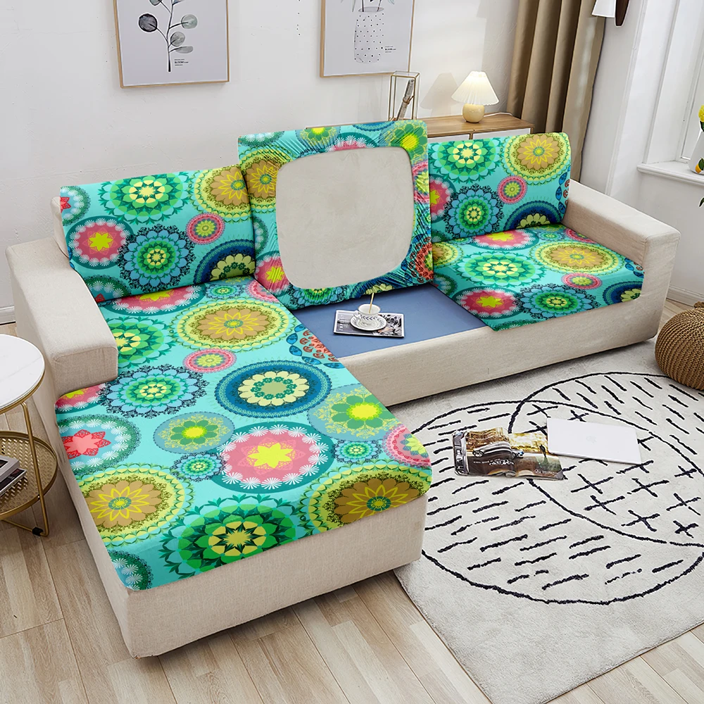 Elastic Sofa Seat Cushion Cover Mandala Pattern Slipcover Pets Kids Furniture Protector L Shape Slipcovers | Дом и сад