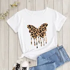Женская футболка с леопардовым принтом, футболка в стиле ретро с принтом бабочки, лето 2021