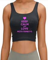 keep calm and love moth femboys crop top ladies casual sports top