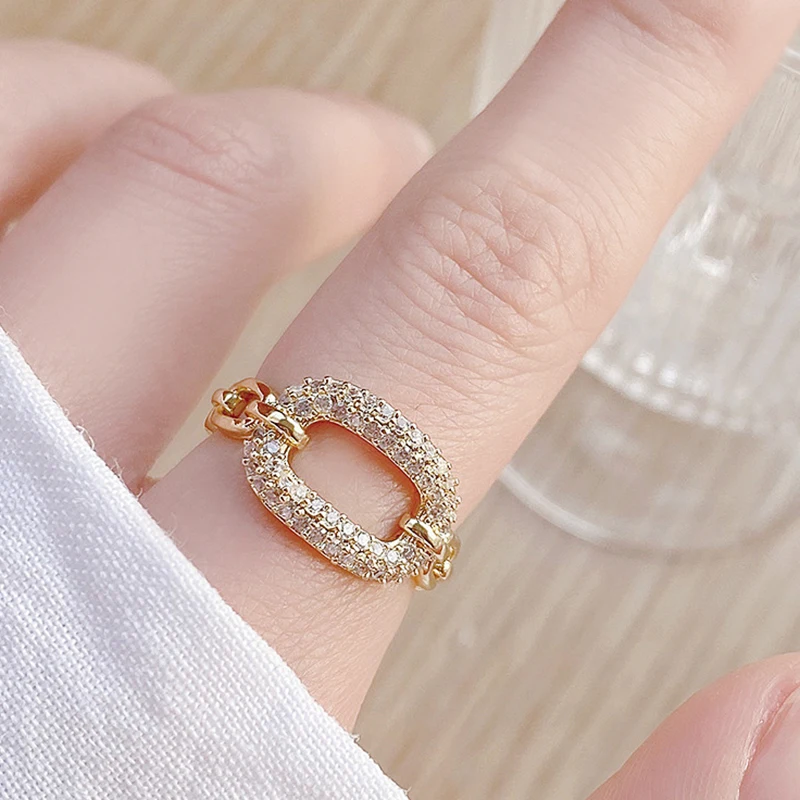 

Exquisite 14k Real Gold Geometric and Knotted Rings for Women Top Designer Adjustable Open Micro Inlay Zirconia Girl's Fine Gift