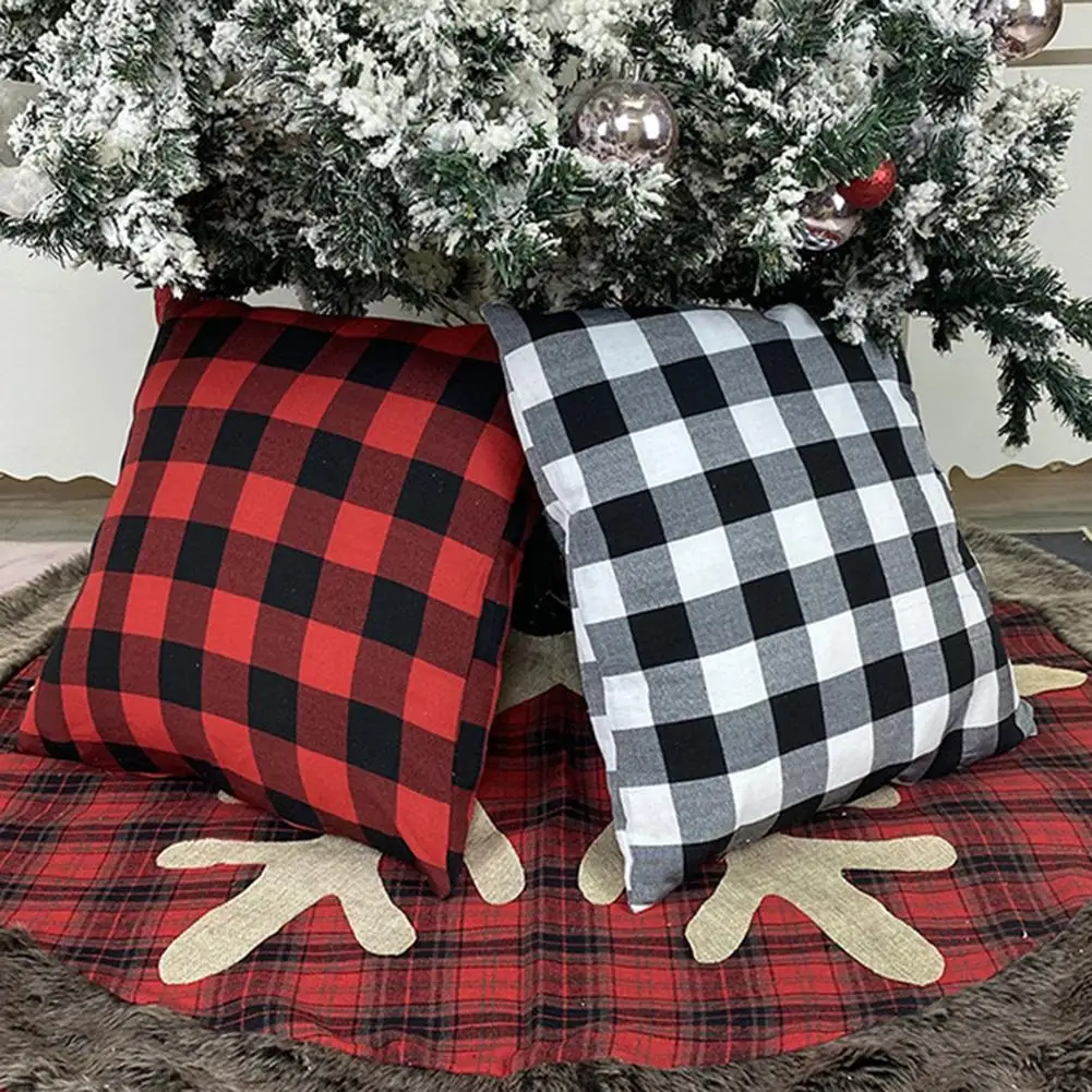 

Plaid Stripe Pattern Pillow Case Cushion Cover Home Sofa Christmas Tree Decor