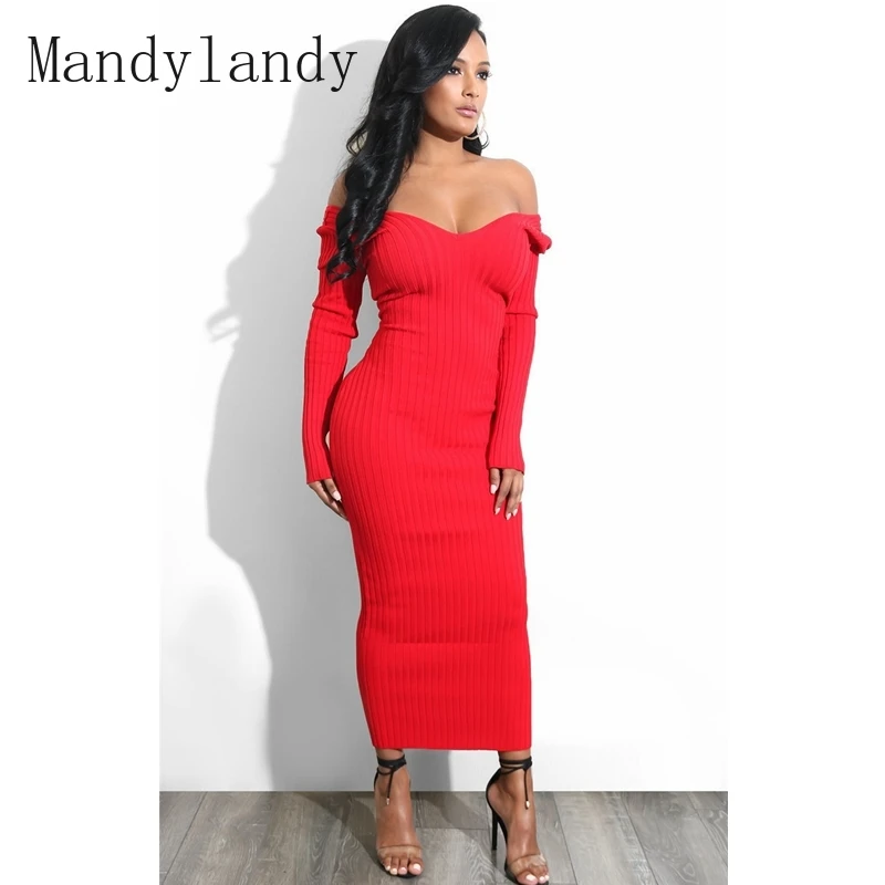 

Женское трикотажное платье с длинным рукавом и высокой талией