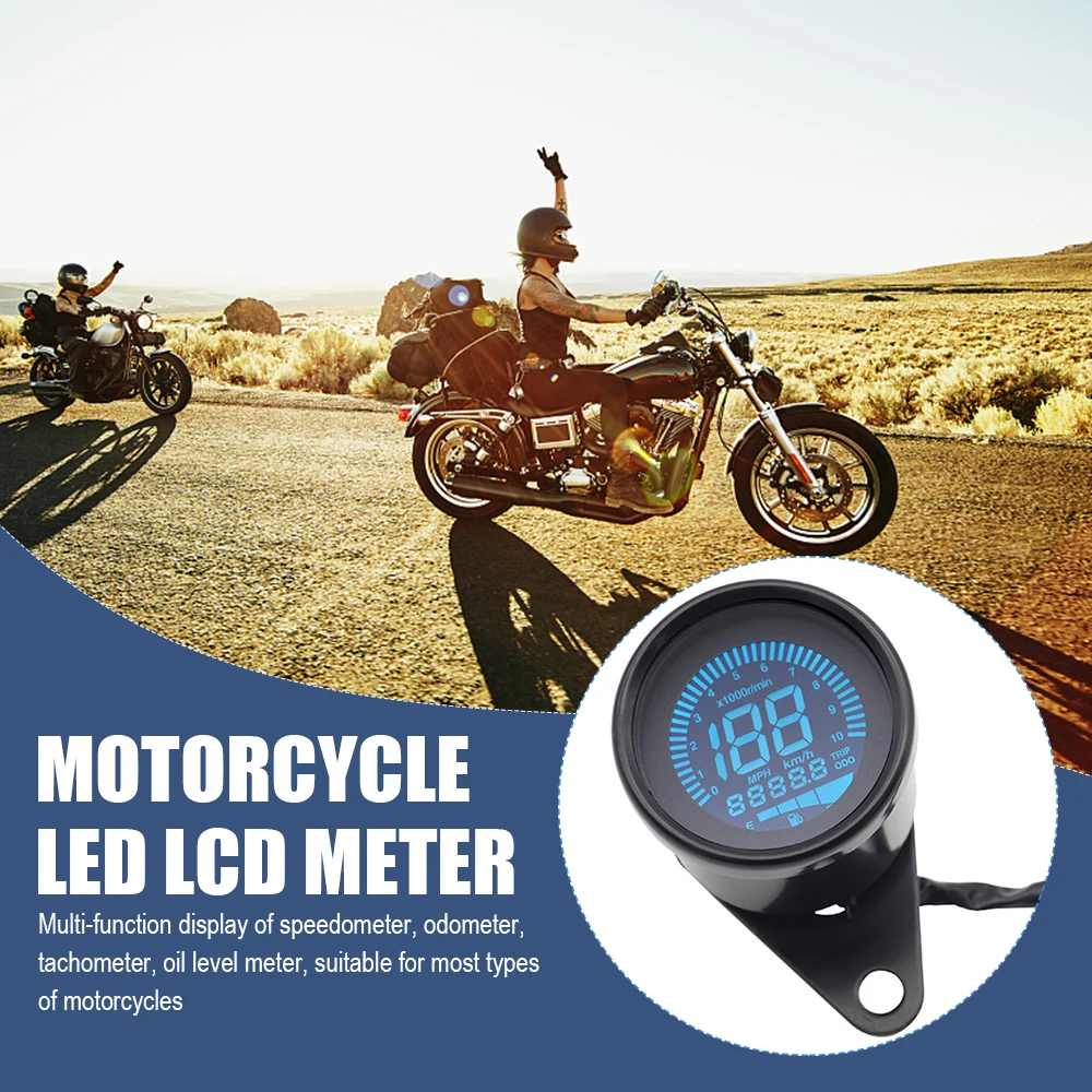

Motorcycle Speedometer LCD Digital Odometer Tachometer Indicator Motorcycle Universal