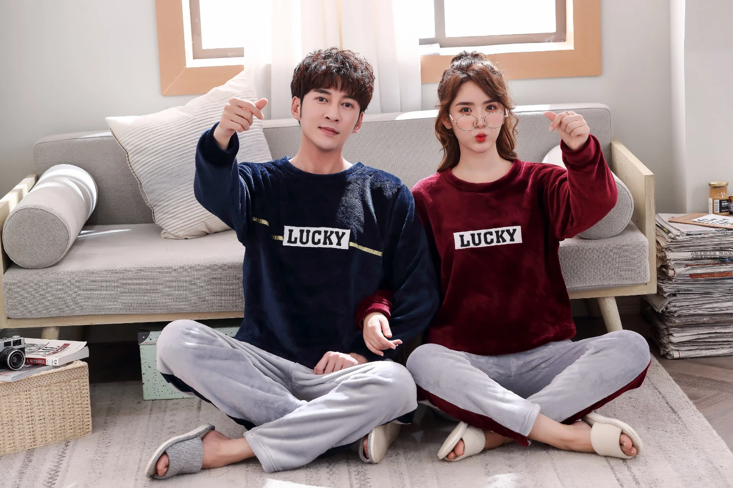 Новинка 2019 пижамы для молодых влюбленных теплая фланелевая женская пижама с