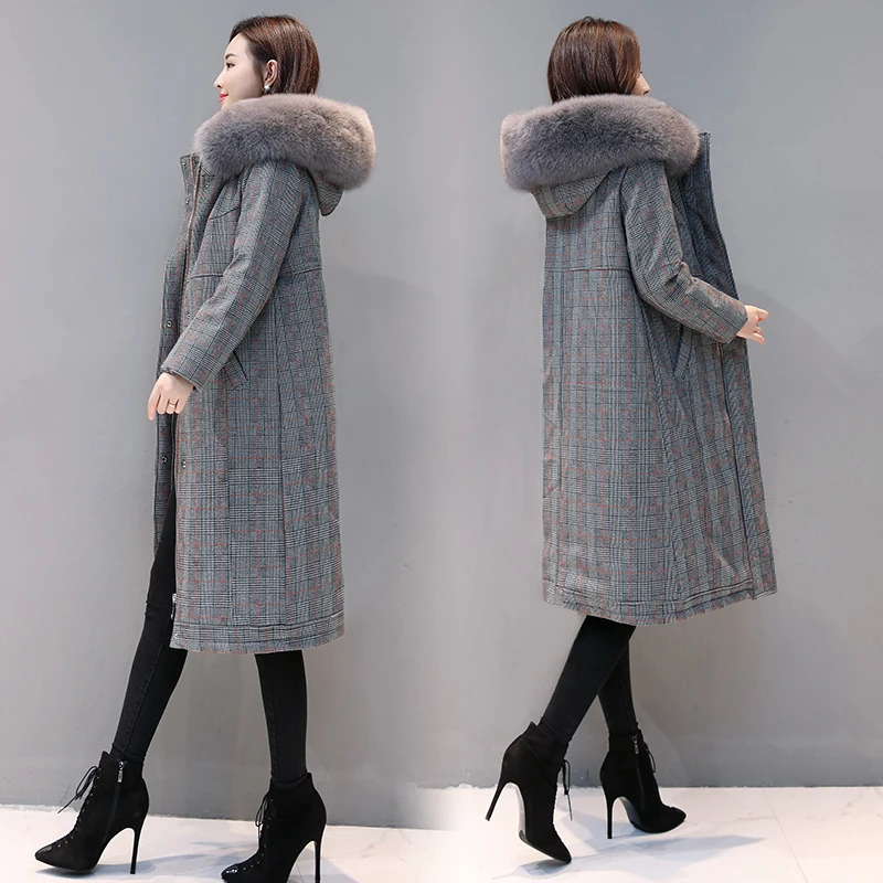 Плотный Теплый Женский пуховик роскошная одежда с лисьим мехом и капюшоном 2020