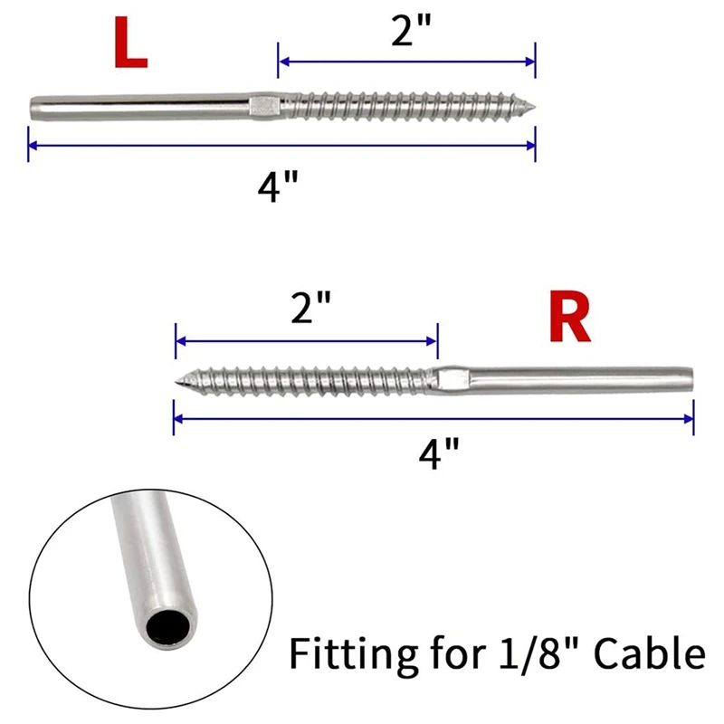 

for 1/8Inch Cable Railing, 316 Stainless Steel Stair Deck Wood Post, DIY Baluster Kit with Spanner Multi Tool (12 Pairs)