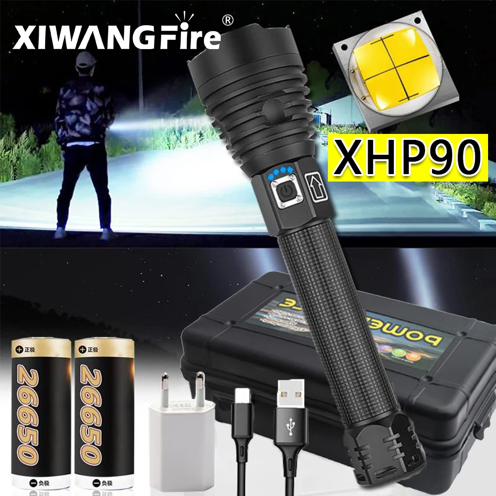Самый мощный светодиодный фонарик Xhp90 300000 лм фонафонарь с Usb Xhp50 перезаряжаемые