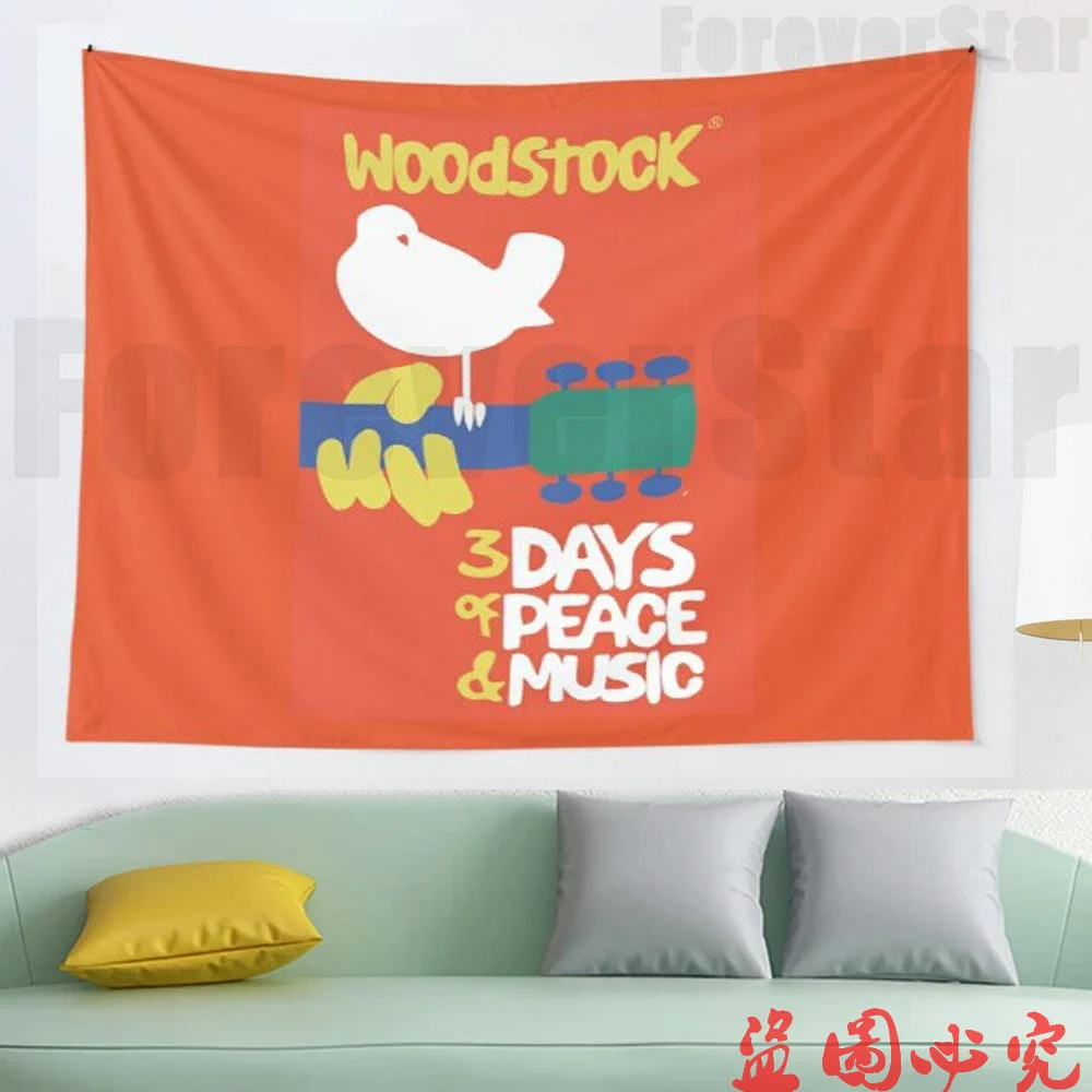 

Woodstock 1969 tapestry Wall Hanging Beach Towel Throw Blanket Picnic Yoga Mat Tapestries Home Decoration