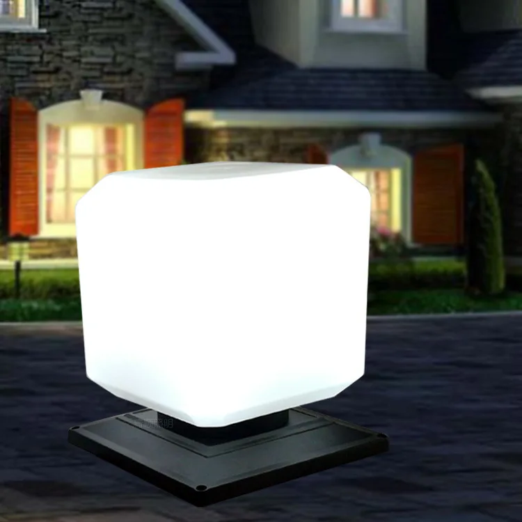 

E27 Square Acrylic Outdoor Pillar Lighting Black Base White Shade Outside Yard Garden Villa Post Lamp