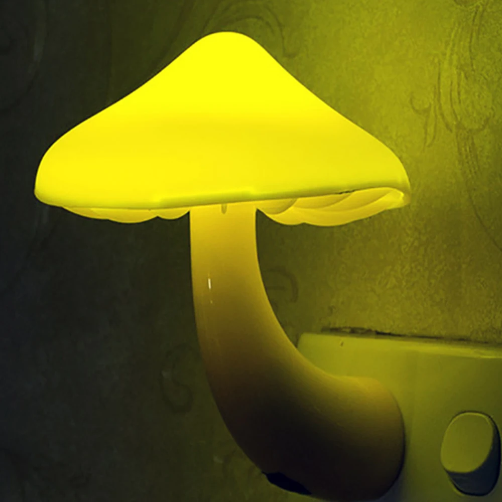 

Light control mushroom night light yellow led light sensor night light energy-saving lamp bedside nursing light 85-265V