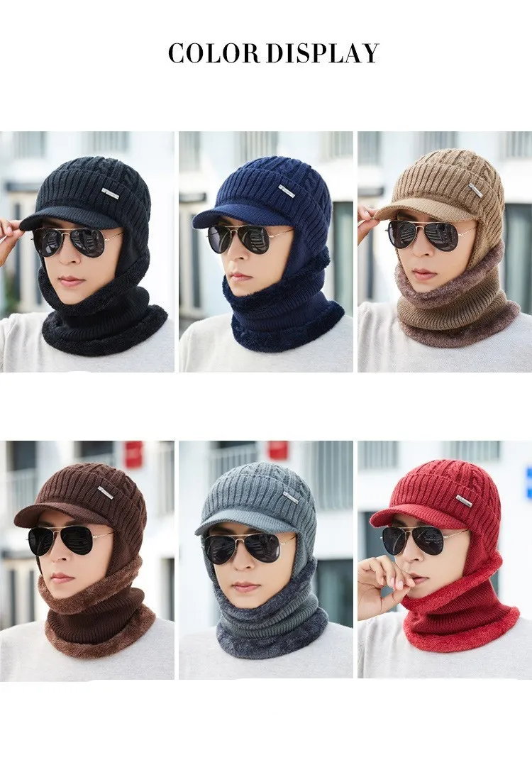 Зимняя шапка, шарф, Skullies Beanies для мужчин, вязаная шапка, женская маска, толстая Балаклава, ушанка, шерстяной берет, мужская шапка, шапка