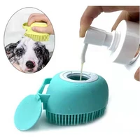 bathroom dog bath brush massage safety silicone comb with shampoo box pet creative ball brush