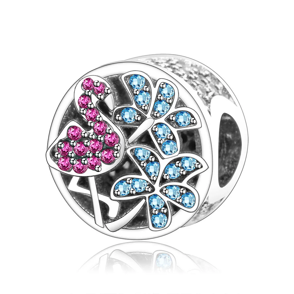 Женский светящийся цветочный ажурный браслет подвеска|pandora charm bracelet|silver beads925 sterling
