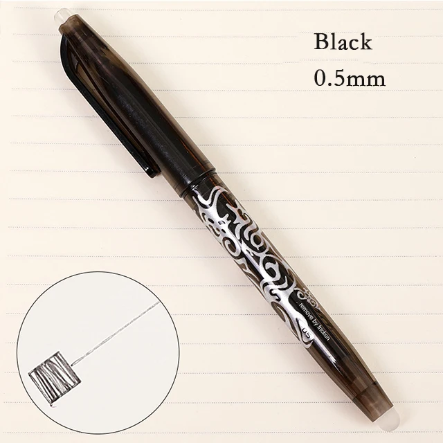 Erasable Black Стираемая шариковая ручка 0,5 мм цвета чернил волшебная ручка для Shool канцелярские принадлежности запасные канцелярские принадлежности для экзамена милые ручки для студентов - Цвет: Erasable Black