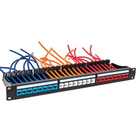 19 1u rack pass through tie free 24 port cat6 patch panel network cable rj45 adapter keystone jack modular distribution frame