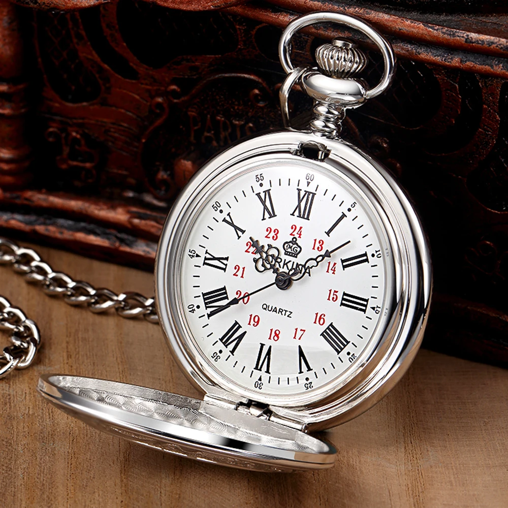 Vintage Mechanical Pocket Watch Set Luxury Pendant Watches for Men Pendant Clock Necklace Chain Pouch Bag reloj de bolsillo