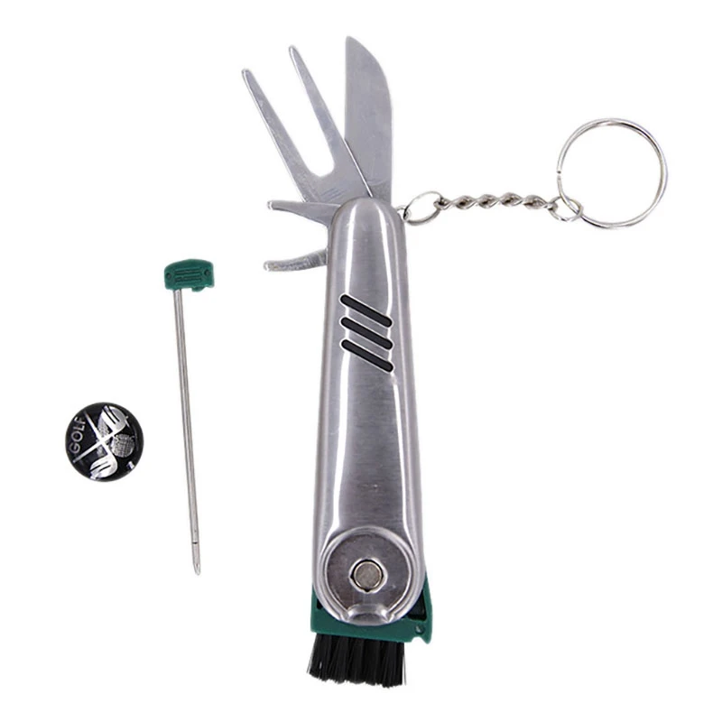 

NEW-Golf Folding Multifunctional Stainless Steel Green Fork Golf Accessories Score Counter Training Aid Golf Divot Tool