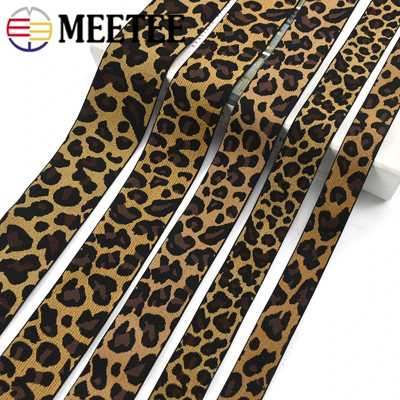 15Yards Meetee 30-60mm Leopard Printed Elastic Band Pants Waist Ribbon Webbings Bags Trousers Rubber DIY Sewing |