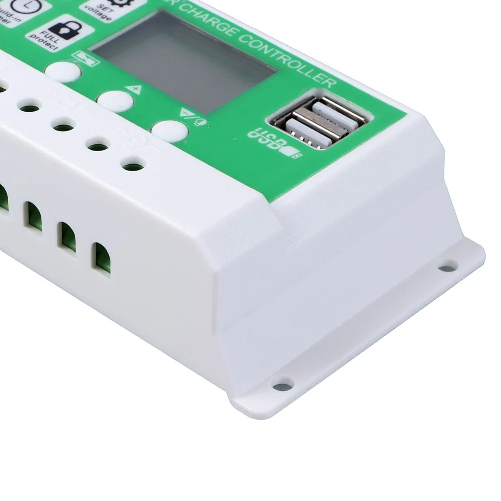 ШИМ 30A/20A/10A двойной USB регулятор солнечной панели контроллер заряда 12/24 в ЖК