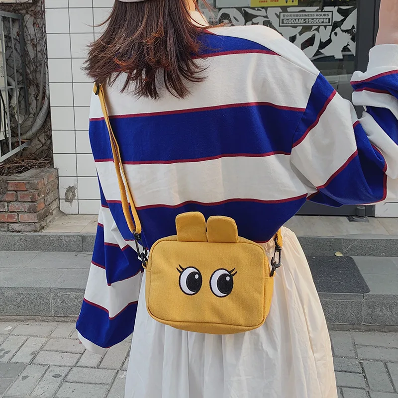 

Милая Студенческая сумка-мессенджер для девушек, новинка 2020, холщовая маленькая квадратная сумка, Холщовая Сумка с японским мультяшным рис...