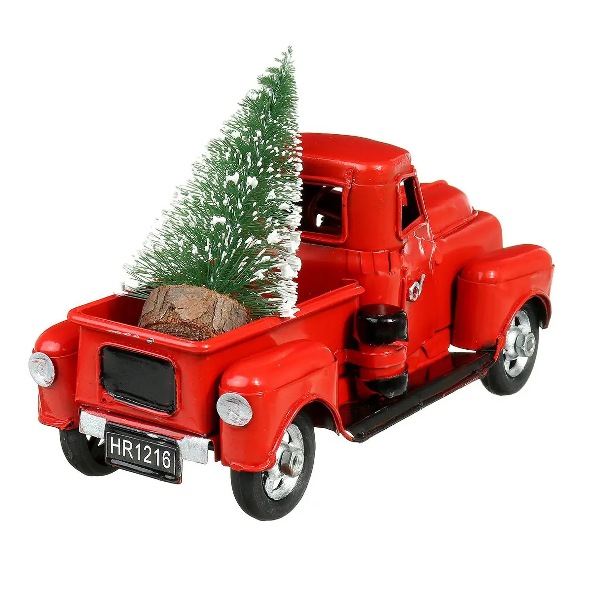 

Red Vintage Truck Model Christmas Ornaments Metal Car Adornments Classic Cars Desktop Decoration Toys with Christmas Tree Gifts