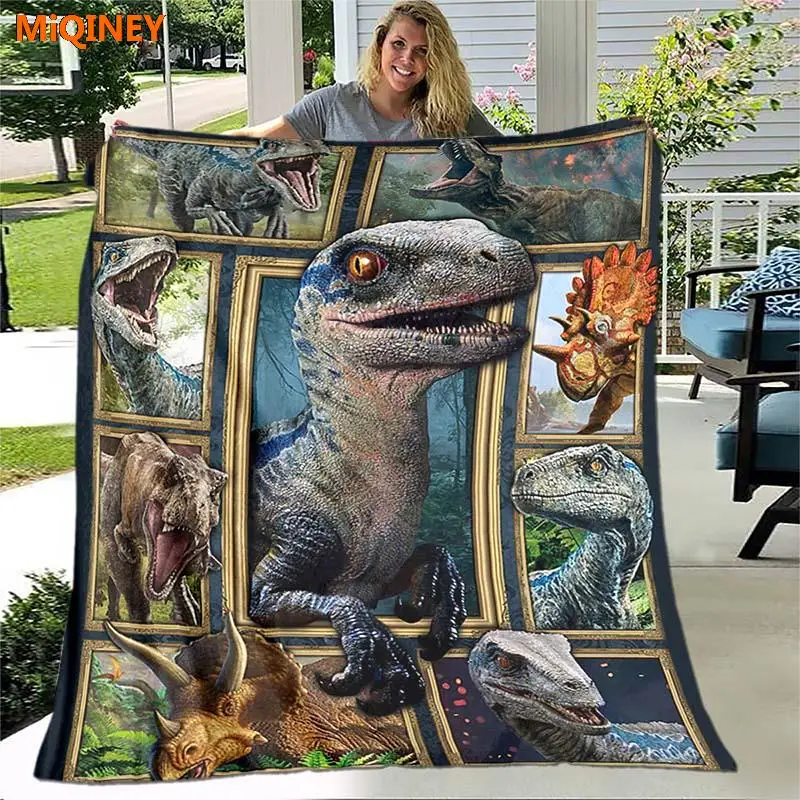 Фланелевое Одеяло MiQINEY для мальчиков динозавр в старинном стиле флисовое