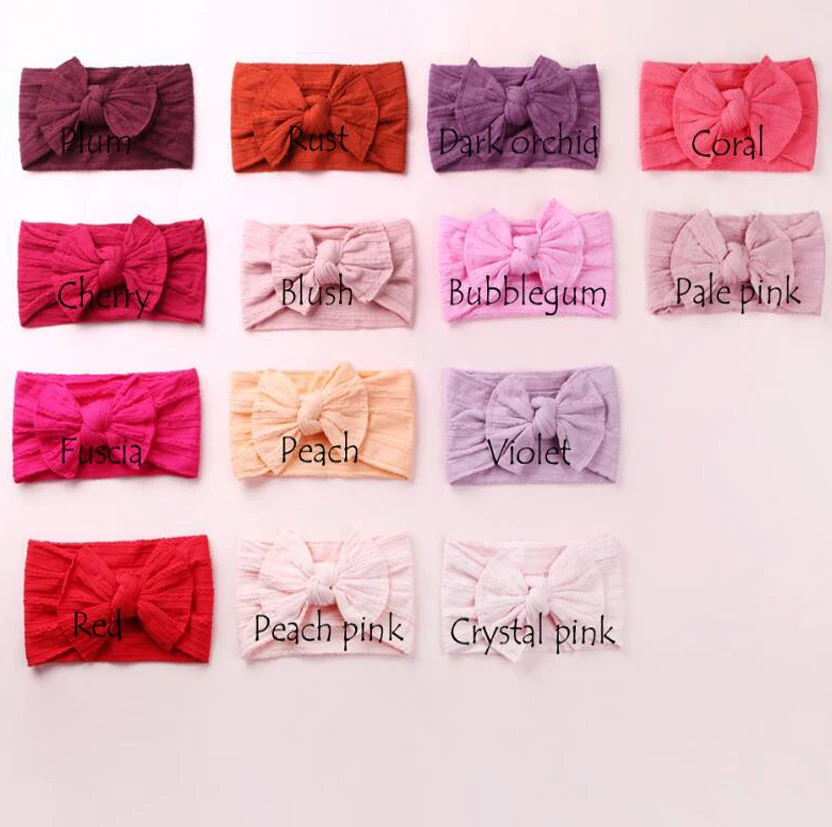 120 шт./лот детские повязки на голову с бантом нейлоновые широкий нейлоновый