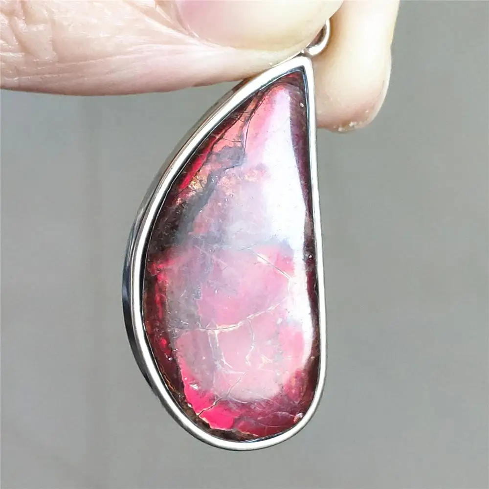 Натуральный Красный аммолит красочный светильник Кулон драгоценный камень 33x16x5