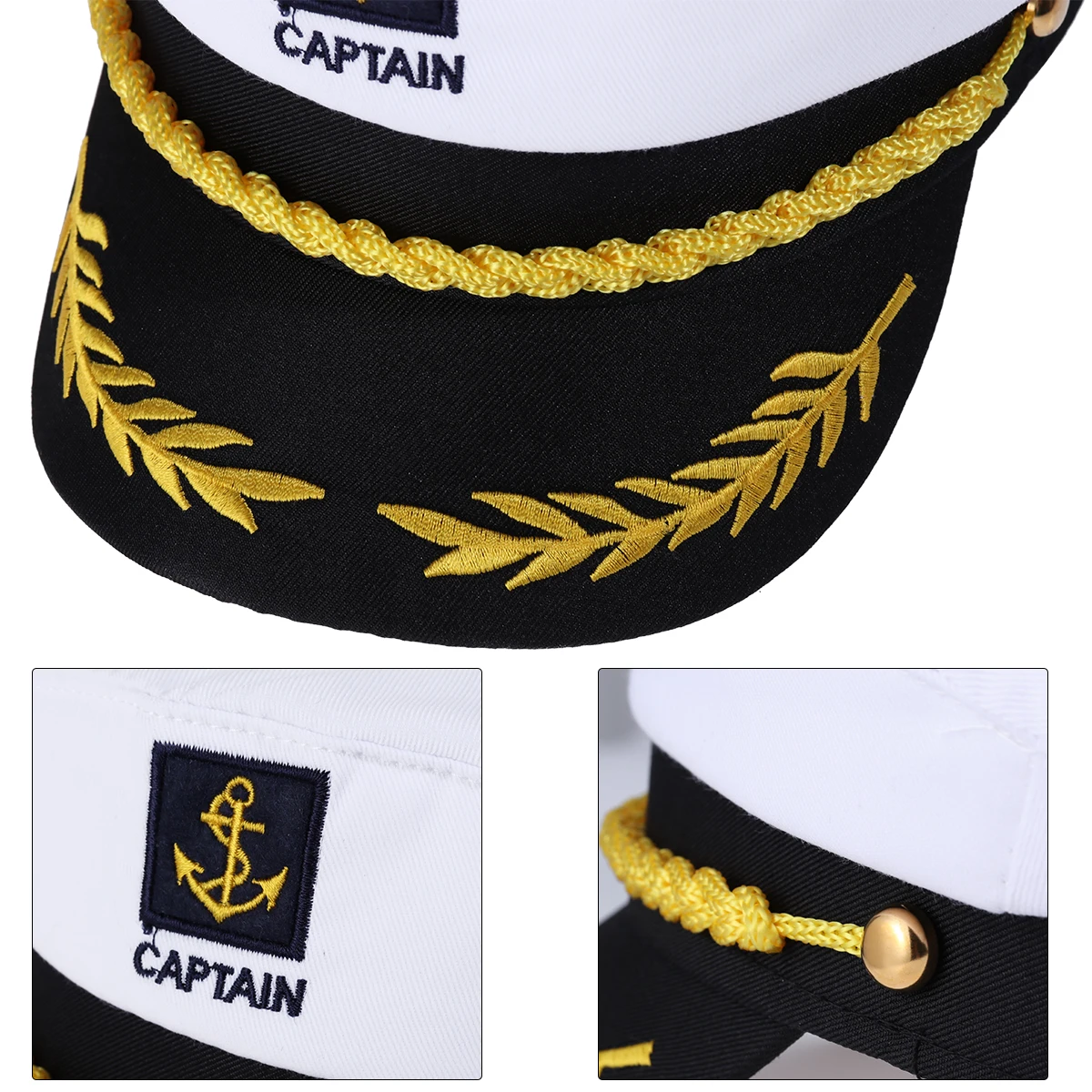 

Adult Yacht Military Hats Boat Skipper Ship Sailor Captain Costume Hat adjustable Cap Navy Marine Admiral for Men Women