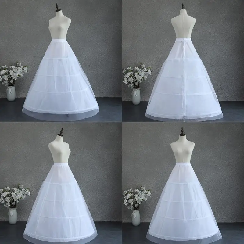 

83XC женское Двухслойное Свадебное бальное платье А-силуэта с 4 кольцами, Нижняя юбка из кринолина с эластичным шнурком на талии, свадебные ко...