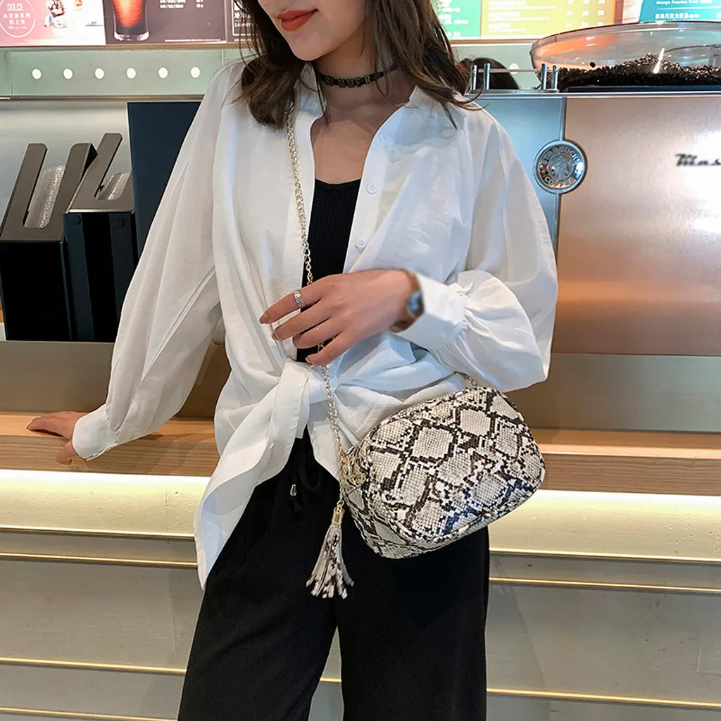Модная дамская змеиная сумка с принтом универсальная женская на плечо