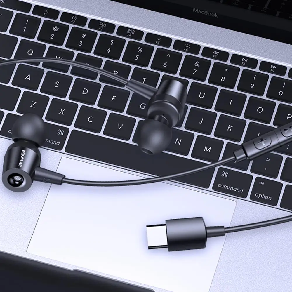 Наушники вкладыши AWEI 3 5 мм проводные наушники Тип C ln ухо стерео HiFi спортивные 1 2 м