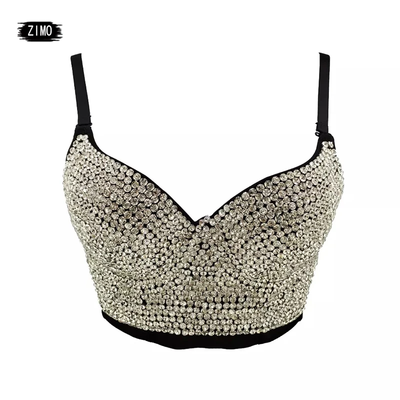 блестящий Великолепные Стразы бусинки бюстье blue Diamond пуш ап красные Клубные party