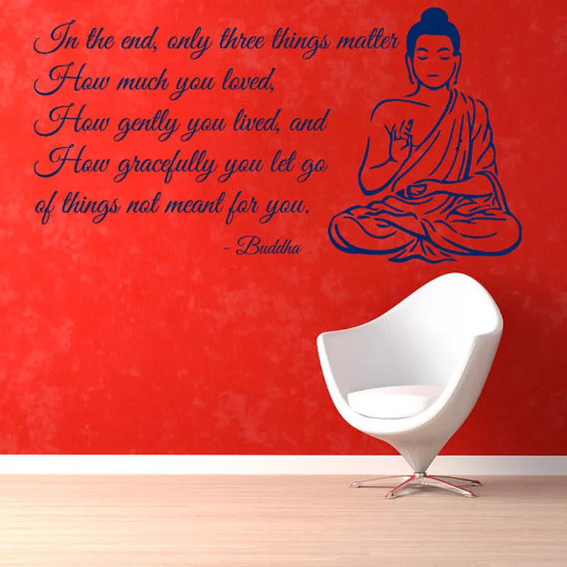 

Meditating Buddha Wall Decals Quote Home Interior Design Art Word Writting Mural Yoga Bedroom Art Mural Decoration