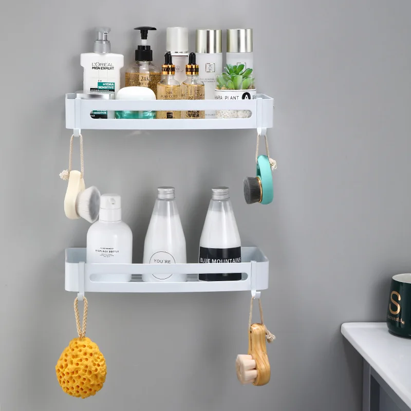 Алюминиевый одноэтажный угловой держатель для ванной белого цвета в