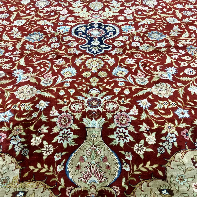 Goede 12X15 Voeten Big Size Perzische Handgeknoopte Zijden Tapijt 100% Zijderups Zijde Tapijt Luxe Villa Gebied Tapijt