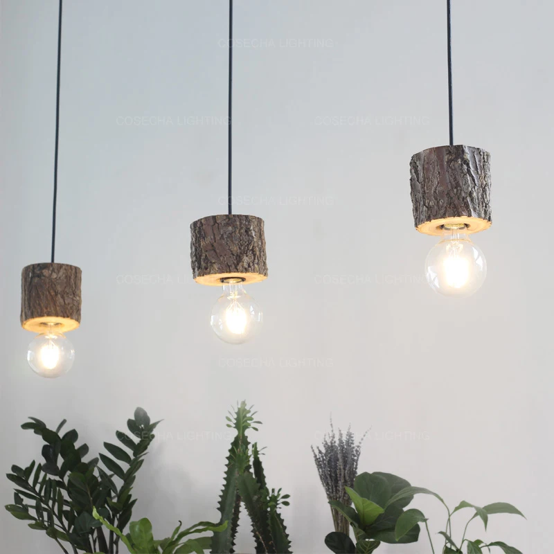 Подвесной светильник из натурального дерева 1 одиночная лампа подвесной шнур в