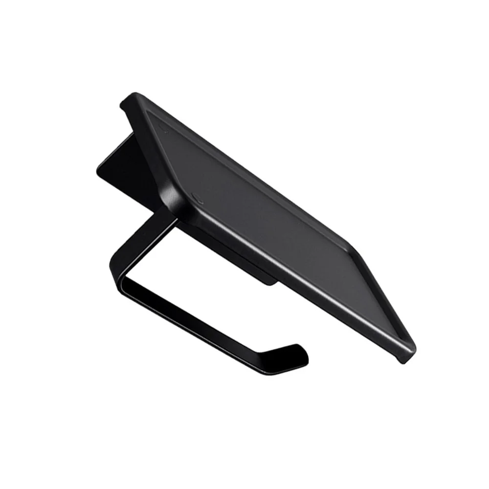 

1pc Wall-mounted Roll Paper Shelf Bathroom Nail-free Storage Shelf (Black)