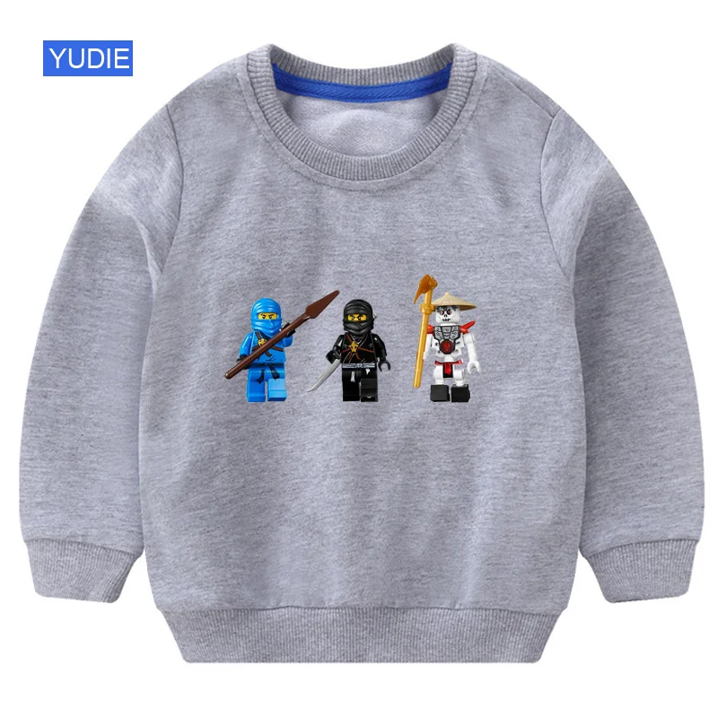 Осенние детские свитера для мальчиков, ninjago, Детская толстовка с капюшоном, белый свитер для мальчиков, хлопковый пуловер, милый детский свитер