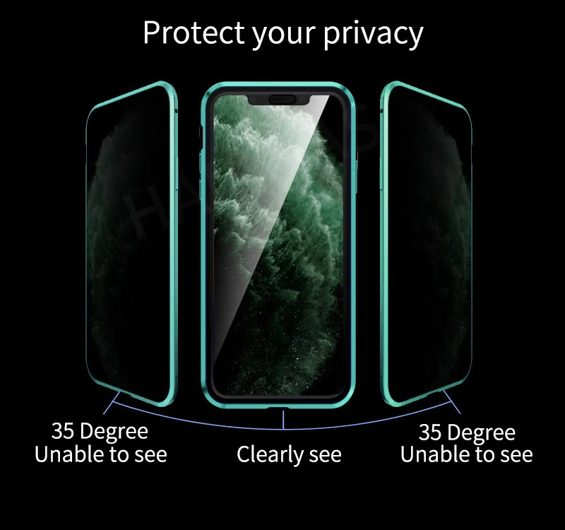 Защищающий от подсматривания магнитной адсорбции чехол для iphone 11 Pro Max Магнит двухсторонняя, для стекла чехол для iphone 11 обложки iphone 11 корпус под плетенную сумку