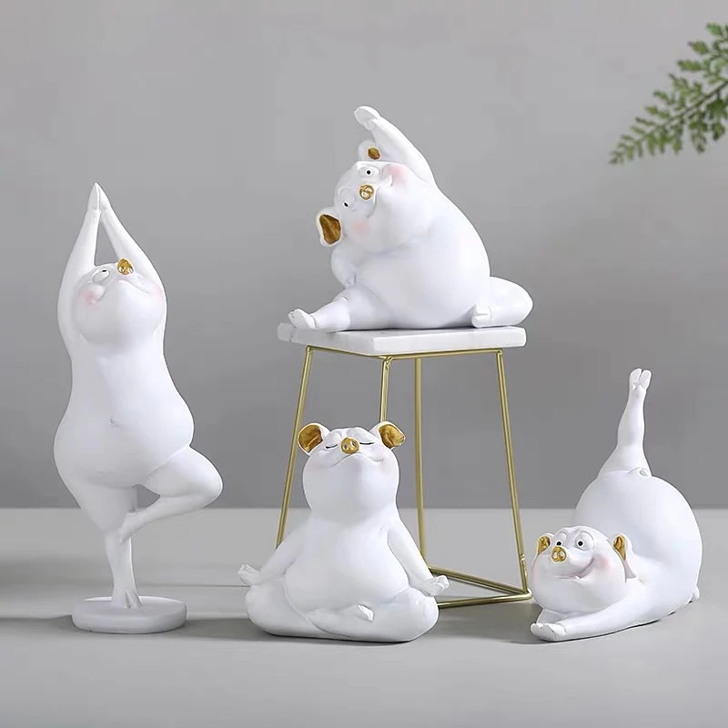 

[Cute] Yoga Exercise Cute Pig Ornaments Modern Simple and Strange Fun Gift Girl Room Bedroom Living Room Decorations