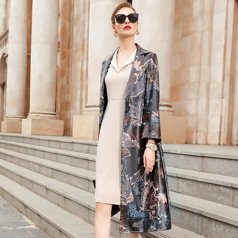 Куртка женская из натуральной кожи с принтом в Корейском стиле весна-осень 2020 YY1718