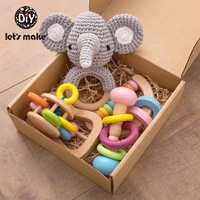 lets make safe wooden toys baby montessori toddler toy grip diy crochet rattle soother bracelet teether toy set baby product