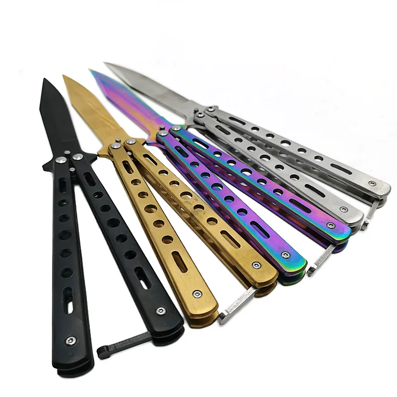 Нож-бабочка Balisong тренировочный складной резец титановый не заточен учебный