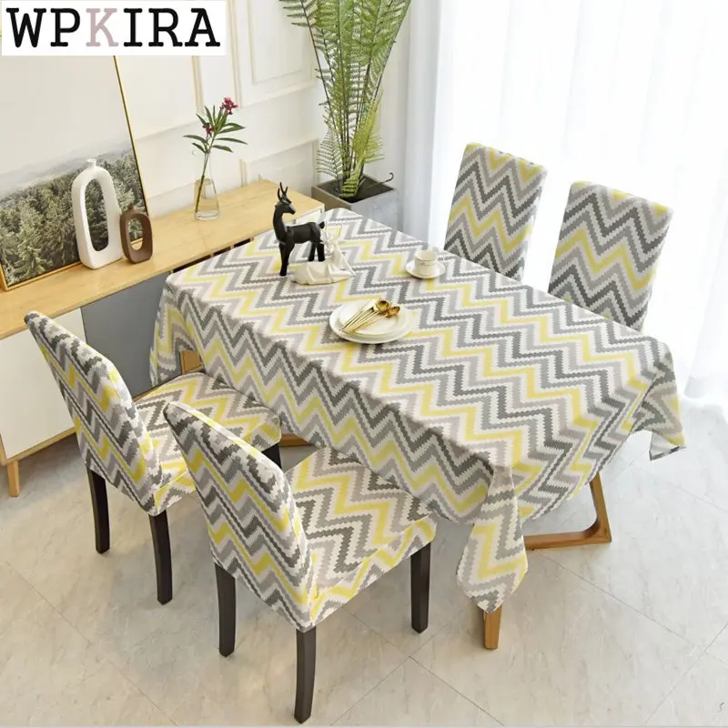 

Modern Tablecloth Geometric Wave Stripe Rectangular Kitchen Dining Birthday Party Table Cover Tea Dust Cloth Waterproof 017#D