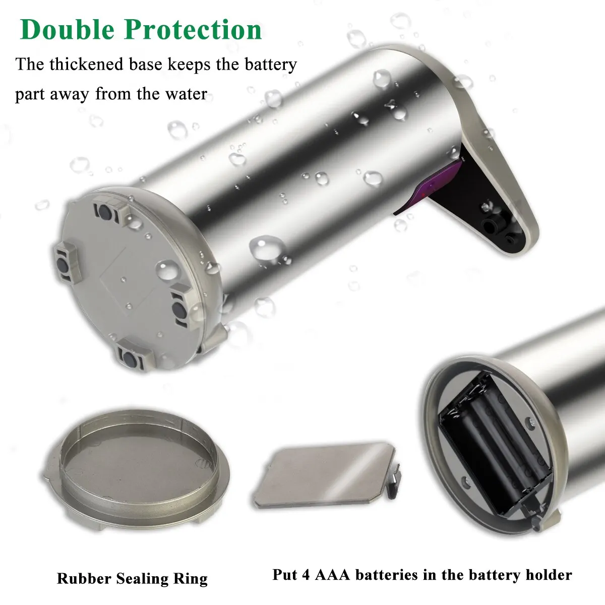 Автоматический дозатор жидкого мыла из нержавеющей стали настенный для ванной