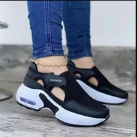 womens casual shoes solid color mesh cloth breathable velcro air cushion sneakers comfortable outdoor hollow womens shoes 2021